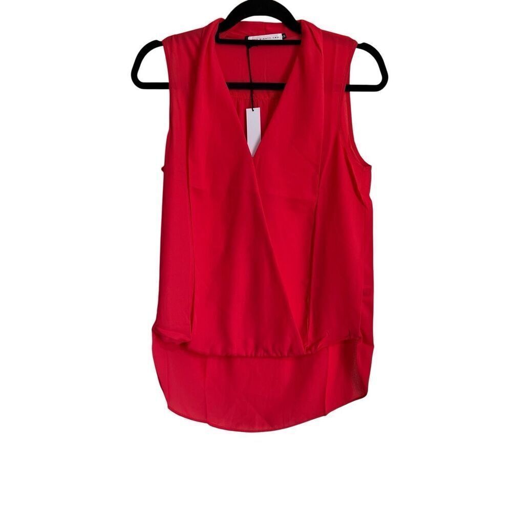 Three Eighty Two Draped Blouse Womens Size XS Hot Pink Orange NWT‎